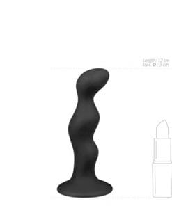 Geribbelde zwarte siliconen dildo - Afbeelding 4