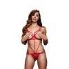 Baci - Strappy Bodysuit & Open Cup Bra One Size Rood