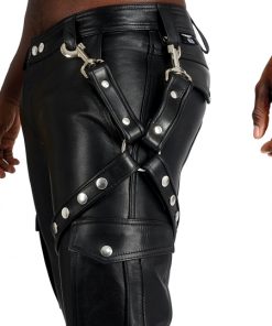 Mister B Leather Leg Harness Black