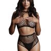 Duo Net Key-Hole Bra Set - Black