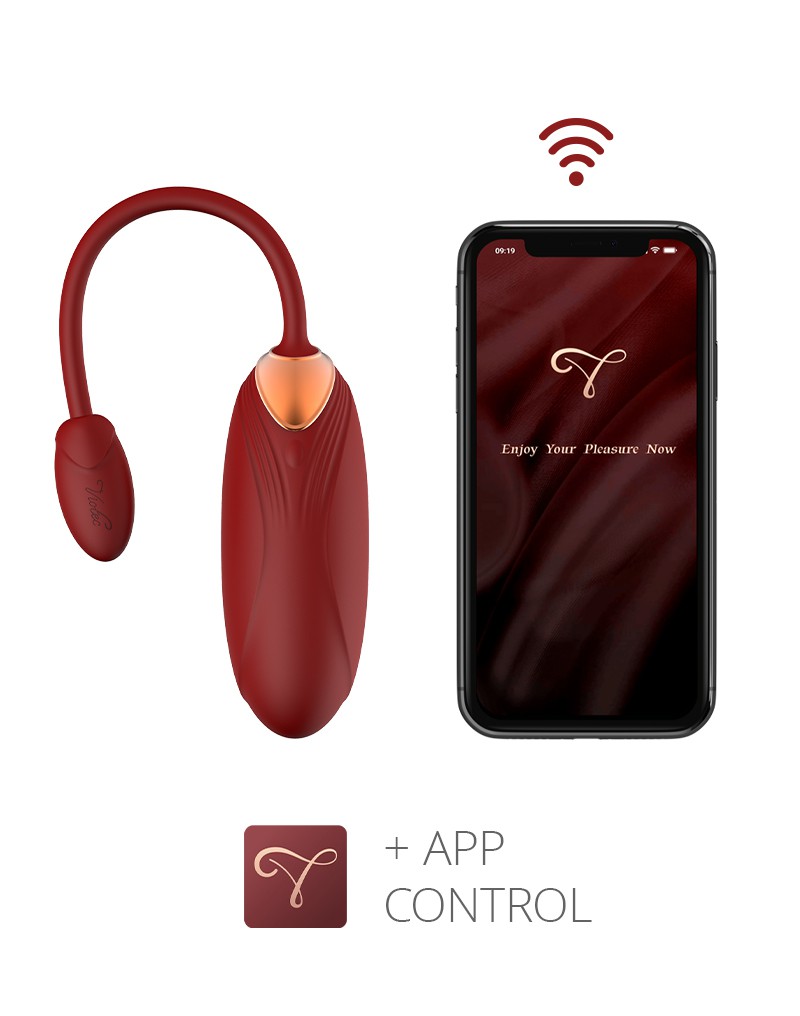 Viotec - Oliver Pro - Draagbare vibrator met Appbediening - Goud & Wijnrood - Afbeelding 3