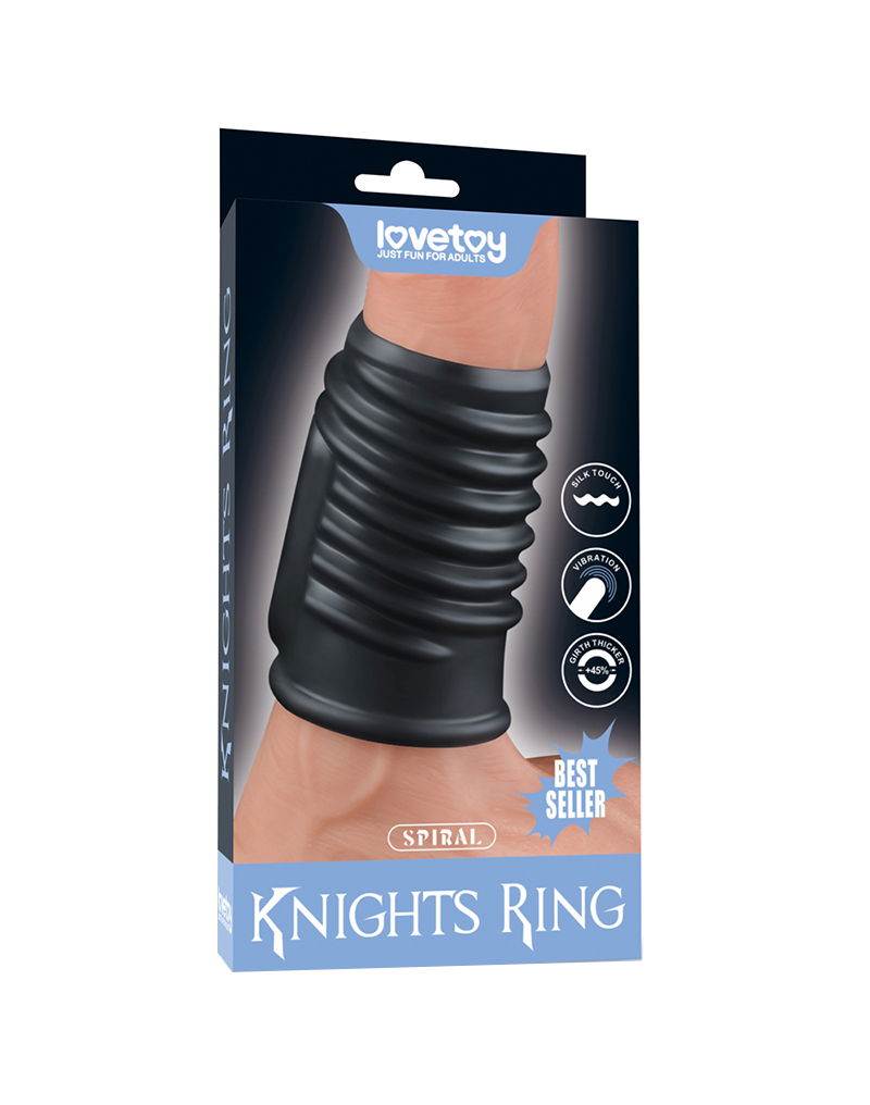 lovetoy spiral knights ring vibrerende penis sleeve (Ø 3,7 cm) zwart