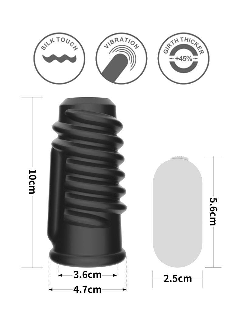 lovetoy spiral knights ring vibrerende penis sleeve (Ø 3,7 cm) zwart