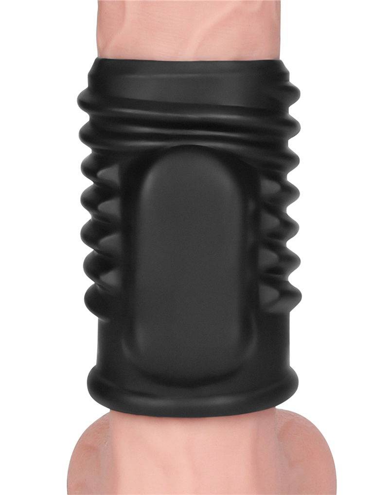 lovetoy spiral knights ring vibrerende penis sleeve (Ø 3,7 cm) zwart