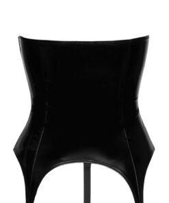 black level vinyl basque and string